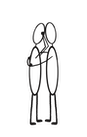 Image is a drawing of two stick figures, one is crying and the other is hugging the first